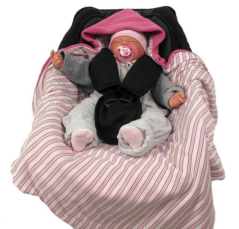 Einschlagdecke Einschlagdecke Sommer rosa/Streifen, HOBEA-Germany, für 3 Punkt Babyschale von HOBEA-Germany