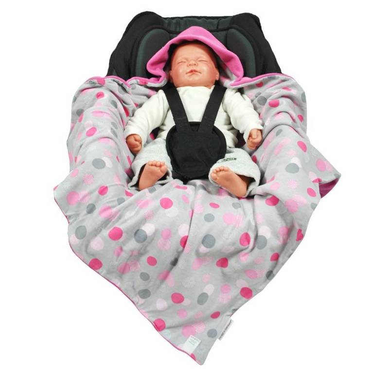 Einschlagdecke Einschlagdecke Sommer pink/Punkte, HOBEA-Germany, für 3 Punkt Babyschale von HOBEA-Germany