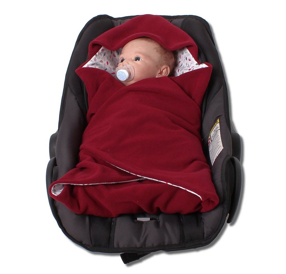 Einschlagdecke Einschlagdecke Winter bordeaux/Blätter, HOBEA-Germany, für 3 Punkt Babyschale geeignet von HOBEA-Germany