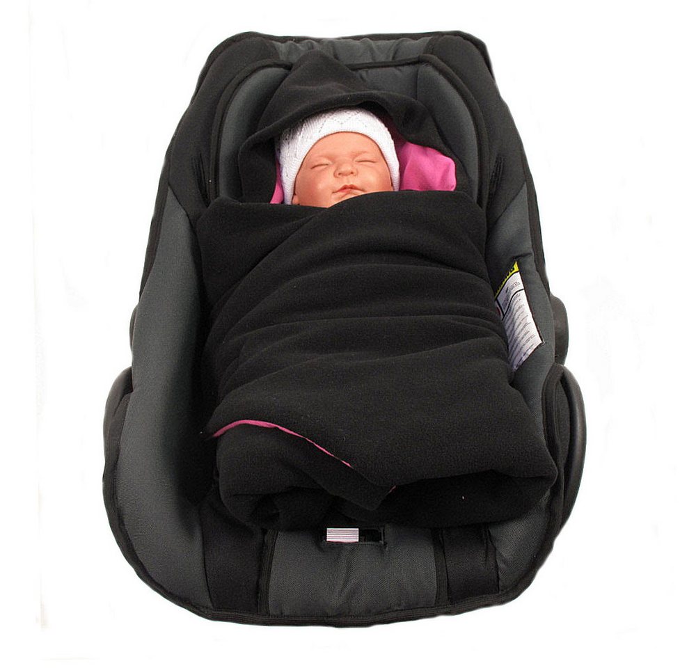 Einschlagdecke Einschlagdecke Winter schwarz/rosa, HOBEA-Germany, für 3 Punkt Babyschale geeignet von HOBEA-Germany