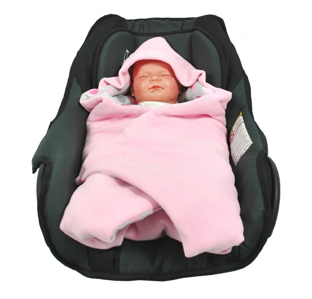 Einschlagdecke Einschlagdecke Winter rosa/Punkte, HOBEA-Germany, für 3 Punkt Babyschale geeignet von HOBEA-Germany