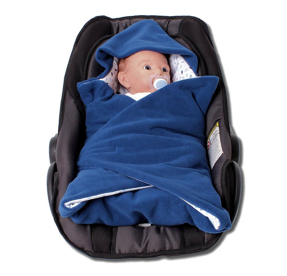 Einschlagdecke Einschlagdecke Winter blau/Blätter, HOBEA-Germany, für 3 Punkt Babyschale geeignet von HOBEA-Germany