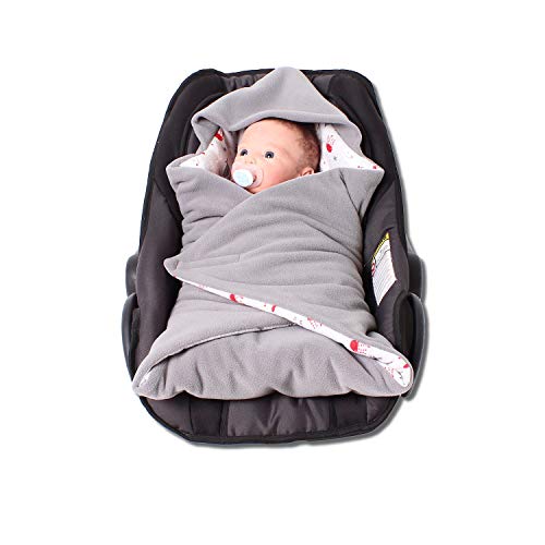 HOBEA-Germany Fußsack Einschlagdecke für die Babyschale Babyschalenfußsack Winter (Winter, grau mit Meerestieren) von HOBEA-Germany