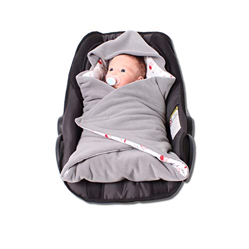 HOBEA-Germany – Einschlagdecke Fußsack für die Babyschale Sommer, (Sommer, grau mit Meerestieren) von HOBEA-Germany