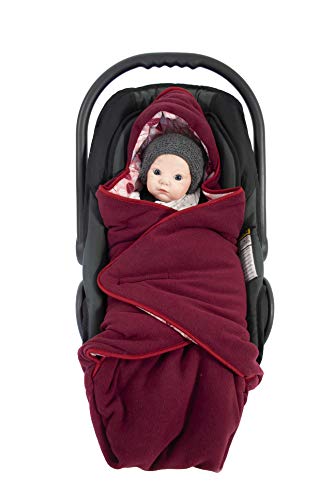 HOBEA-Germany Fußsack Einschlagdecke für die Babyschale Babyschalenfußsack Kinderwagenfußsack Winter XL (Winter XL, Bordeauxrot mit Federn) von HOBEA-Germany