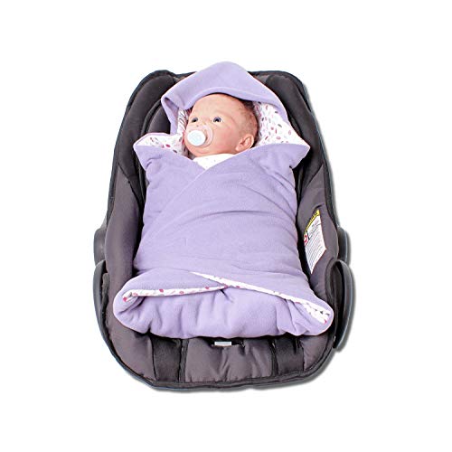 HOBEA-Germany Fußsack Einschlagdecke für die Babyschale Babyschalenfußsack Winter, Farben Winterdecken:Flieder mit Blättern von HOBEA-Germany