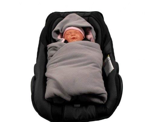 HOBEA-Germany Fußsack Einschlagdecke für die Babyschale Babyschalenfußsack Winter (Winter, grau/rosa) von HOBEA-Germany