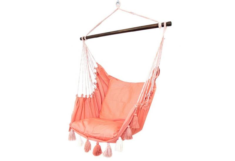 HOBEA-Germany Hängesessel Hängesessel koralle mit Quasten (Set Kissen und Sessel, Hängesessel mit passenden Kissen) von HOBEA-Germany