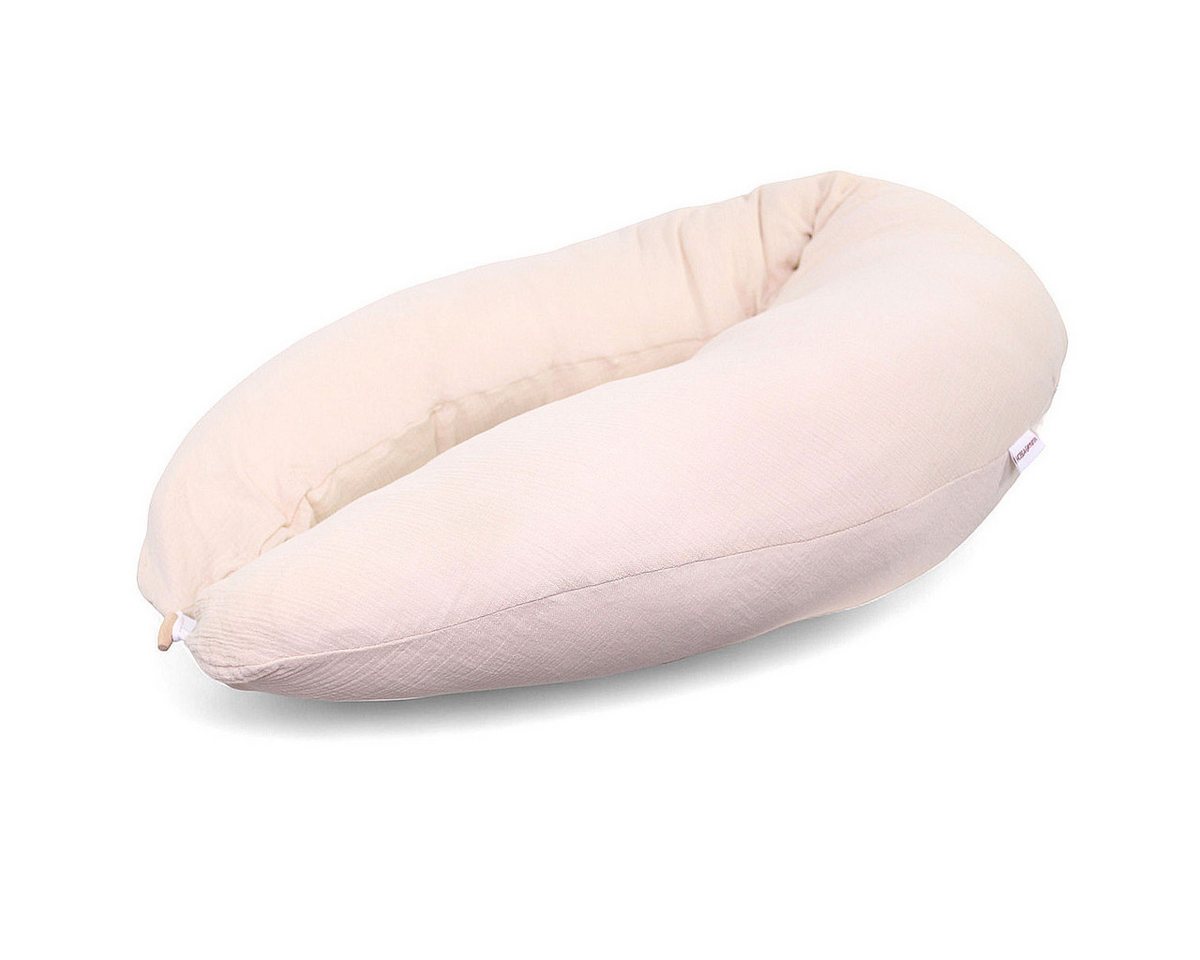 HOBEA-Germany Stillkissen Lagerungskissen Schwangerschaftskissen Musselin beige, BIO-Baumwolle - XXL 190cm - Babynest mit Holzknopf - komplett waschbar HOBEA-Germany Stillkissen Lagerungskissen Schwangerschaftskissen Musselin beige, BIO-Baumwolle - XXL 190cm - Babynest mit Holzknopf - komplett waschbar von HOBEA-Germany