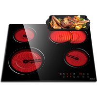Hobsir - Glaskeramikkochfeld 4 Platten Kochfeld Autark 60 cm Glaskeramikkochfeld, Sensor-touch Control, 6600W, Doppelzone, Ovale Zone, 9 von HOBSIR