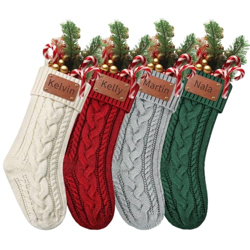 4 Pack Weihnachtsstrumpf Personalisiert 46cm Großer Nikolausstrumpf Personalisiert Namen, Gestrickter Weihnachtssocken Kamin Hängenden Decorations Geschenk für Christmas, Feiertags, Familienparty 4 Pack Weihnachtsstrumpf Personalisiert 46cm Großer Nikolausstrumpf Personalisiert Namen, Gestrickter Weihnachtssocken Kamin Hängenden Decorations Geschenk für Christmas, Feiertags, Familienparty von HOBULL