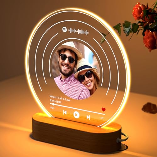 HOBULL Spotify Glas Personalisiert Foto Musik Schallplatte, LED Bilderrahmen Beleuchtung Song Cover Acrylglas Bild mit Foto Spotify Musik Code, Personalisiertes Fotorahmen Geschenke für Frauen Männer HOBULL Spotify Glas Personalisiert Foto Musik Schallplatte, LED Bilderrahmen Beleuchtung Song Cover Acrylglas Bild mit Foto Spotify Musik Code, Personalisiertes Fotorahmen Geschenke für Frauen Männer von HOBULL