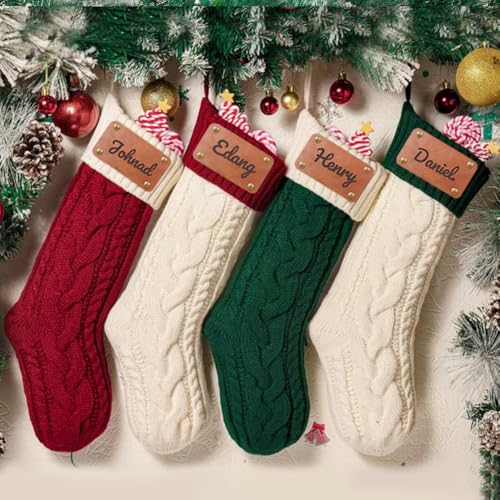 HOBULL Weihnachtsstrumpf Personalisiert Nikolausstrumpf mit Namen, 46cm Großer Gestrickt Weihnachtssocken Kamin zum Aufhängen für Familie, Kinder, Weihnachtsdekoration HOBULL Weihnachtsstrumpf Personalisiert Nikolausstrumpf mit Namen, 46cm Großer Gestrickt Weihnachtssocken Kamin zum Aufhängen für Familie, Kinder, Weihnachtsdekoration von HOBULL