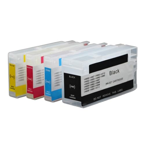 HOBXMFY Leer 4 Farbset 712 712 XL Nachfüllkartusche mit Chip -kompatibel Kompatibel mit DesignJet T210 T230 T250 T630 T650 Drucker Arbeiten mit ähnlichen Modellen von HOBXMFY