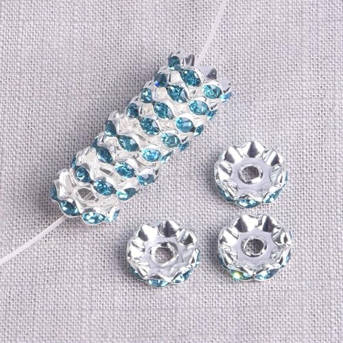 Flache, runde Perlen aus Kristallglas, 5 mm, 6 mm, 8 mm, 10 mm, 12 mm, Strasssteine ​​und lose Metallperlen für die Schmuckherstellung, DIY-Bastelarbeiten, 200 Stück von HOCEDO