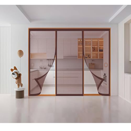 Magnetischer Fliegenschutz Große Größe 125 x 135 cm - Insektenschutz Leiser Sichtschutz für Terrassenschiebetür Garage - Haustierfreundlich Einfache Montage Robustes Netz, Braun Magnetischer Fliegenschutz Große Größe 125 x 135 cm - Insektenschutz Leiser Sichtschutz für Terrassenschiebetür Garage - Haustierfreundlich Einfache Montage Robustes Netz, Braun von HOCEDO