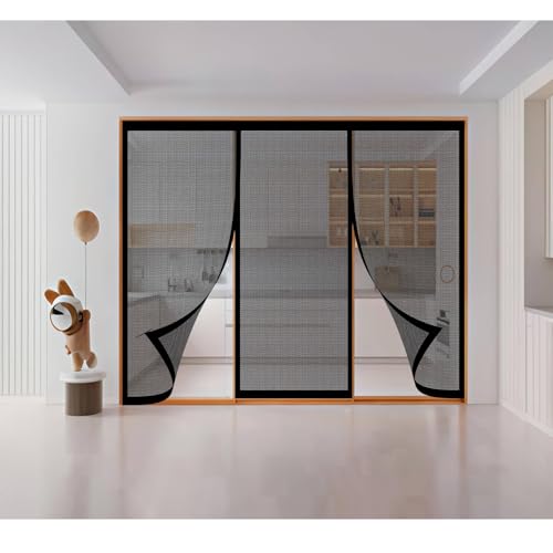 Magnetischer Fliegenschutz Große Größe 160 x 180 cm - Insektenschutz Leiser Sichtschutz für Terrassenschiebetür Garage - Haustierfreundlich Einfache Montage Robustes Netz, Schwarz von HOCEDO