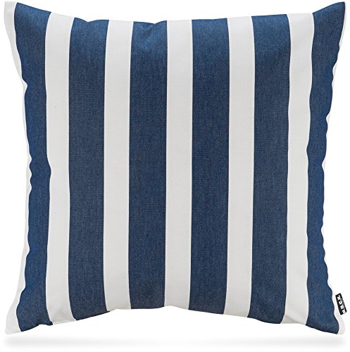 HOCK Kissen inkl. Füllung Outdoor Classic Streifen (50 x 50 cm, Navy-blau Sun) von HOCK