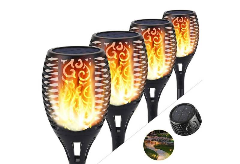 VERCO Gartenfackel Solarleuchte, Lampe fest integriert, Warmweiß, 96 Leds mit 3 Leuchtmodi IP65 wasserbeständig von VERCO