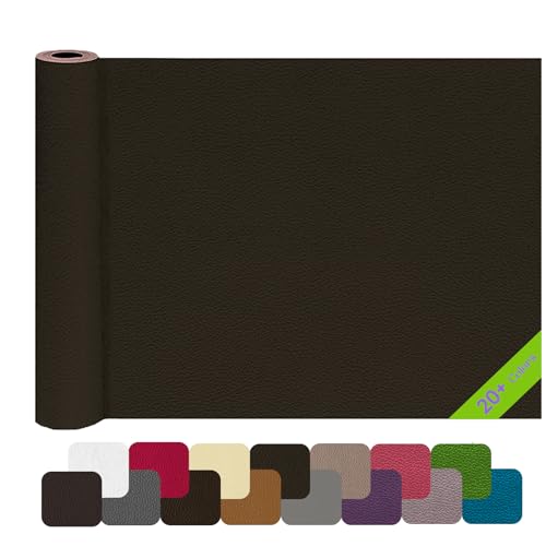 Kunstleder Selbstklebend Leder Reparatur Set, 30x100cm Lederflicken Selbstklebend, Leder Patch Kunstleder Reparaturset für Sofa, Couch, Bürostuhl, Kopfteile, Möbel, Autositze(Dunkelbraun) von HOCOXW
