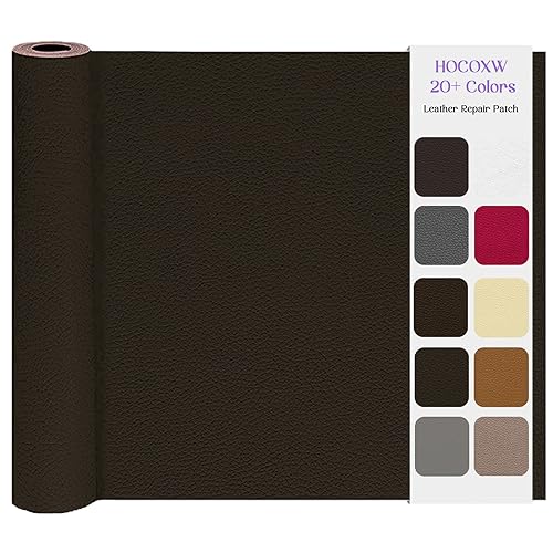 Kunstleder Selbstklebend Leder Reparatur Set, 40 x 160cm Lederflicken Selbstklebend, Kunstleder Reparaturset Leder Patch Kit für Sofa, Bürostuhl, Couch, Kopfteile, Möbel,Autositze,Taschen(Dunkelbraun) von HOCOXW