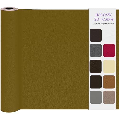 Kunstleder Selbstklebend Leder Reparatur Set, 40 x 160cm Lederflicken Selbstklebend, Kunstleder Reparaturset Leder Patch Kit für Sofa, Bürostuhl, Couch, Kopfteile, Möbel, Autositze, Taschen(Kaffee) von HOCOXW