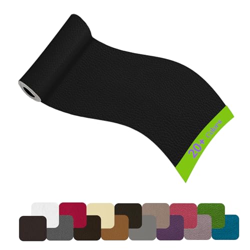 Leder Reparatur Set Kunstleder Selbstklebend, 10x160cm Leder Patch Selbstklebend Lederflicken Kunstleder Reparaturset für Sofa, Couch, Möbel, Autositze, Bürostuhl, Handtaschen(Schwarz) von HOCOXW