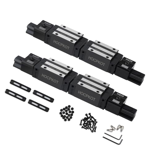 HGR20 200mm linearführung set,2 Stücke 200mm Linearschienen und 4 Stücke HGH20CA Gleitblock Schiebeblock von HOCPKOT