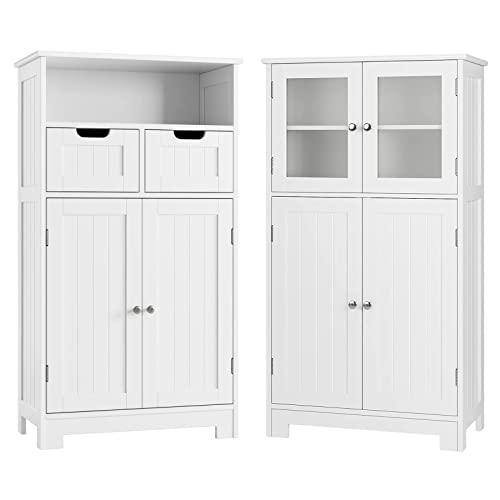 HOCSOK Badmöbel Set, Badschrank mit 2 Schubladen und 2 Türen, 30 x 60 x 108.5 cm, Badezimmerschrank mit 4 Türen und Verstellbaren Regalen, 30 x 60 x 109 cm von HOCSOK