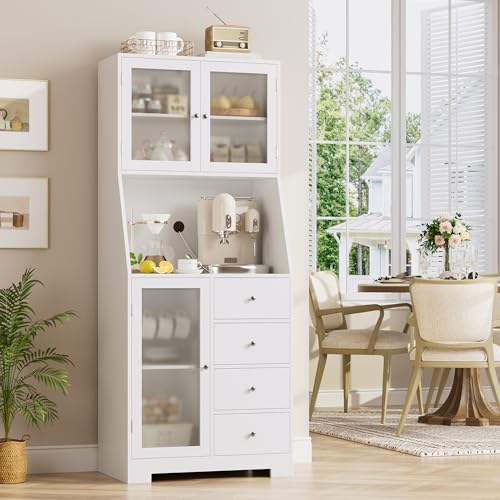 HOCSOK Küchenschrank, Buffetschrank mit Arbeitsplatte, Vorratsschrank Küche mit 3 Türen und 4 Schubladen, Hochschrank Küche für Wohnzimmer Esszimmer Bar, Moderner Stil HOCSOK Küchenschrank, Buffetschrank mit Arbeitsplatte, Vorratsschrank Küche mit 3 Türen und 4 Schubladen, Hochschrank Küche für Wohnzimmer Esszimmer Bar, Moderner Stil von HOCSOK