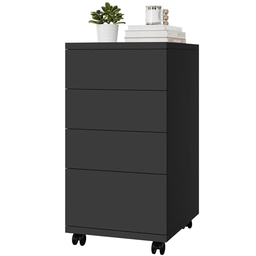 HOCSOK Rollcontainer mit Schubladen, Rollcontainer Schreibtisch mit Rollen, Büroschrank unter dem Schreibtisch für Zuhause und Büro, Schwarz HOCSOK Rollcontainer mit Schubladen, Rollcontainer Schreibtisch mit Rollen, Büroschrank unter dem Schreibtisch für Zuhause und Büro, Schwarz von HOCSOK
