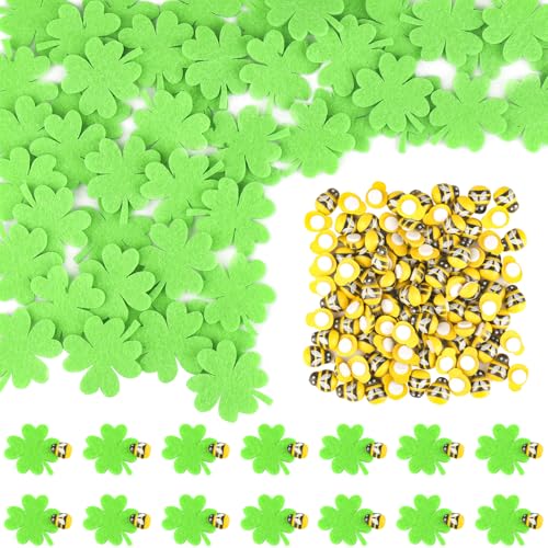 150 Stück Filzkleeblätter und Bienen Holz, Vierblättriges Kleeblatt Filz, Kleeblatt Glücksbringer, Kleeblatt Deko Glücksklee Selbstklebendes fur DIY Handwerk Scrapbooking Verzieren Geschenke 150 Stück Filzkleeblätter und Bienen Holz, Vierblättriges Kleeblatt Filz, Kleeblatt Glücksbringer, Kleeblatt Deko Glücksklee Selbstklebendes fur DIY Handwerk Scrapbooking Verzieren Geschenke von HOCUCHELAND