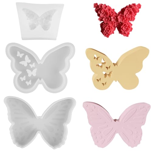 3 Stück Silikonformen Gießformen, 3D Silikonform Schmetterling, Schmetterling Gipsformen zum Gießen, Kerzen Silikonformen, Silikonform Frühling Giessform Silikon für Seife Handwerk von HOCUCHELAND