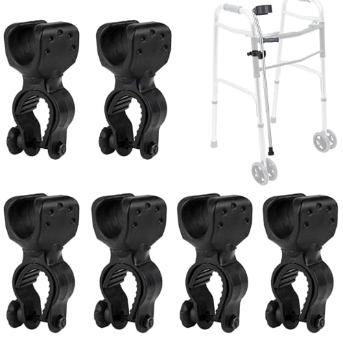 6 Stück Krückenhalter für Rollstuhl, 360 Grad Stockhalter Rollator Zubehör, Gehstockhalter für 2,5 Bis 3,1 cm Rohr, Gehstockhalter für Rollator, Stockhalter für Rollstuhl Roller Fahrrad Elektromobil von HOCUCHELAND