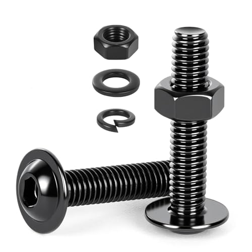 Muttern und Schrauben, schwarzer Edelstahl, M5 x 30 mm, mit flachen Unterlegscheiben und Sicherungsscheiben, Schrauben und Muttern, Set, Kappenkopfschrauben, Sortimentsset, 20 Stück Muttern und Schrauben, schwarzer Edelstahl, M5 x 30 mm, mit flachen Unterlegscheiben und Sicherungsscheiben, Schrauben und Muttern, Set, Kappenkopfschrauben, Sortimentsset, 20 Stück von HOCUCHELAND