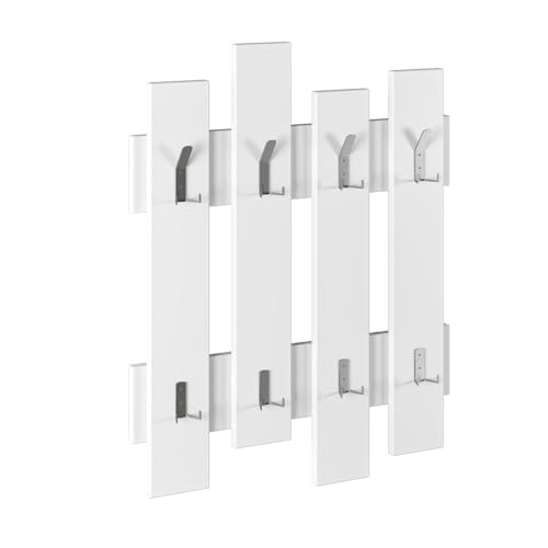 Hocuspicus HOCUS PICUS | Wandmontierte Garderobe mit 8 Haken | Kleiderbügel Rack für Flur, Schlafzimmer & Büro | Unsichtbares Befestigungssystem | 81 x 64 cm - Weiß von Hocuspicus