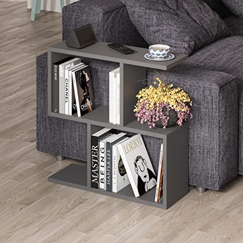 HOCUS PICUS | Homemania Holz Beistelltisch mit 2 Etagen | Sofatisch, Regal-Organizer, Büro, Wohnzimmer | 60 x 60 x 20 cm | Anthrazit von HOCUS PICUS