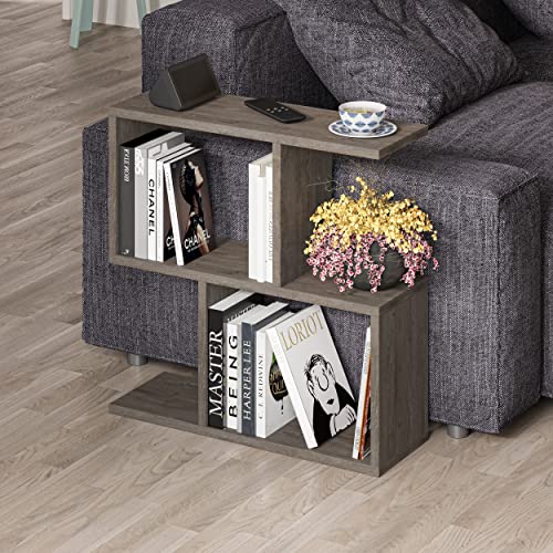 HOCUS PICUS | Homemania Holz Beistelltisch mit 2 Etagen | Sofatisch, Regal-Organizer, Büro, Wohnzimmer | 60 x 60 x 20 cm | Dunkel Kaffee von HOCUS PICUS