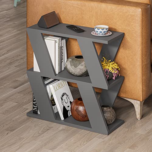 HOCUS PICUS Beistelltisch mit Zeitschriftenständer, Moderner Couchtisch, Design Sofatisch für Wohnzimmer & Büro, Kleiner Wohnzimmertisch 60x22x57cm, Vielseitiger Beistelltisch Holz, Anthrazit von HOCUS PICUS