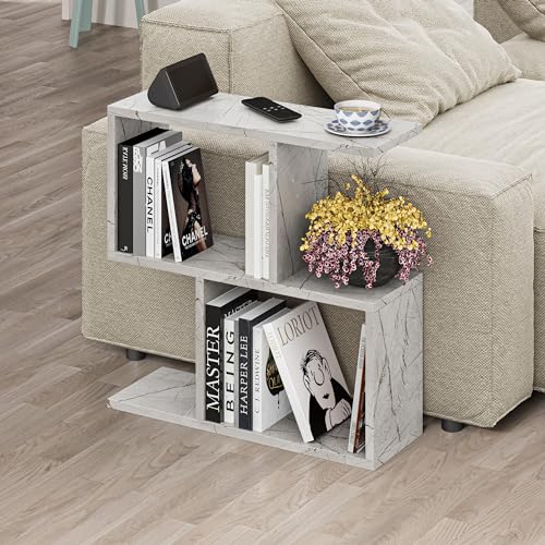 HOCUS PICUS | Moderner Holz Beistelltisch mit 2 Etagen | Vielseitiger Sofatisch, Regal-Organizer | Ideal für Büro, Wohnzimmer | 60 x 60 x 19,5 cm | Gold Marmor Effekt von Hocuspicus