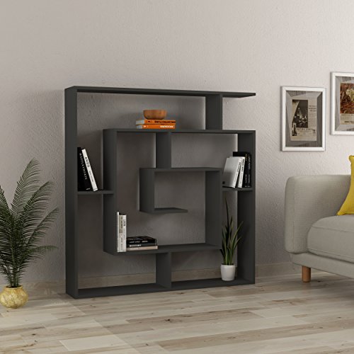 Hocuspicus Bücherregal mit 6 Ebenen, ideal für Wohn- und Heimbüros, 129 x 125 x 22 cm anthrazit von Hocuspicus