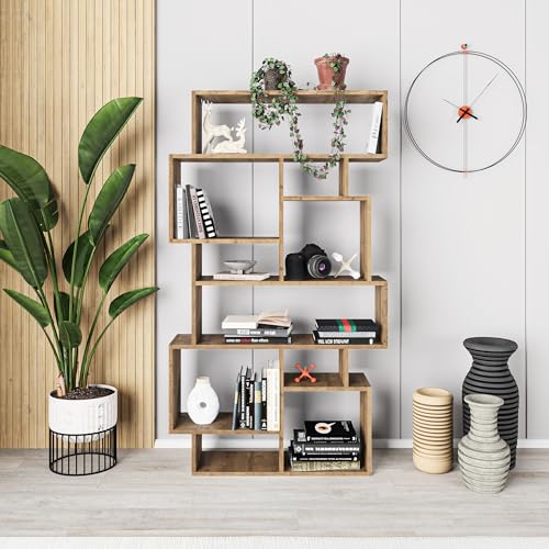 Hocuspicus Hocus Picus Karmato Holz Bücherregal | Modernes Standregal mit 6 Etagen für Schlafzimmer, Arbeitszimmer, Büro, Wohnzimmer | einfache Montage | 96 x 26 x 169 cm | Dunkel Eiche Effekt von Hocuspicus