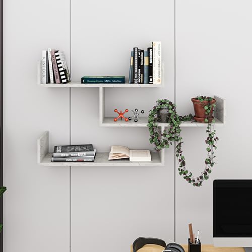 HOCUS PICUS | Wandregal mit 3 Ebenen | Modernes Holz-Bücherregal für Wohnzimmer, Schlafzimmer, Büro | 120x23x66 cm Gold Marmor Effekt von Hocuspicus