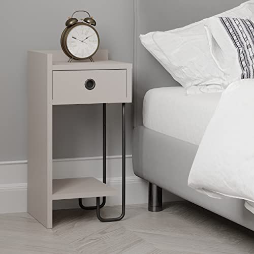 HOCUS PICUS Moderner Nachttisch mit Schubladen | Elegantes Design Nachttisch mit Metallrahmen, Multi Farben für Schlafzimmer, 2 Größen Option (Light Mocha, Left) von Hocuspicus