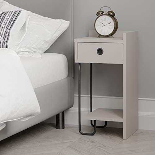 HOCUS PICUS Moderner Nachttisch mit Schubladen | Elegantes Design Nachttisch mit Metallrahmen, Multi Farben für Schlafzimmer, 2 Größen Option (Light Mocha, Right) von Hocuspicus