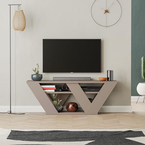 HOCUS PICUS TV-Einheit für Wohnzimmer bis 48" Fernseher, 110 x 40 x 30 cm, einfache Montage und Reinigung, Helle Mokka von HOCUS PICUS