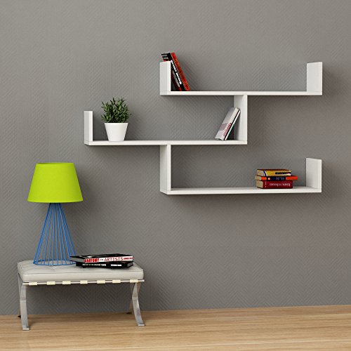 Hocuspicus | Wandregal mit 3 Ebenen | Modernes Holz-Bücherregal für Wohnzimmer, Schlafzimmer, Büro | 120x23x66 cm Weiß von Hocuspicus