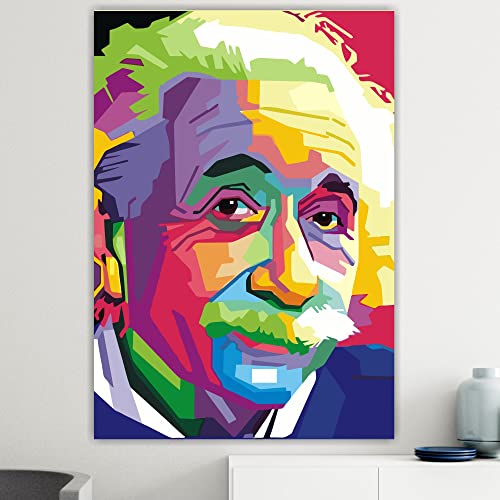 HODE79 HOMEDECOR&DESIGN Leinwandgemälde fertig zum Aufhängen 50x70, Porträt von Einstein von HODE79 HOMEDECOR&DESIGN