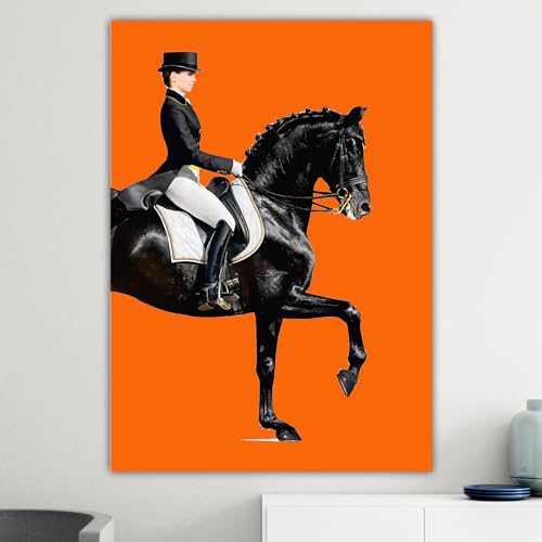 HODE79 HOMEDECOR&DESIGN Poster auf Leinwand 50x70, Mädchen auf dem linken Pferd von HODE79 HOMEDECOR&DESIGN