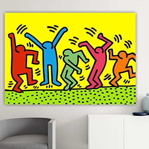 HODE79 HOMEDECOR&DESIGN Poster auf Leinwand 50x70, Haring tanzende Männer von HODE79 HOMEDECOR&DESIGN
